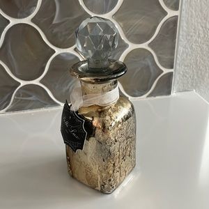 Bella Lux vanity decor, distressed glass bottle with crystal fixed top